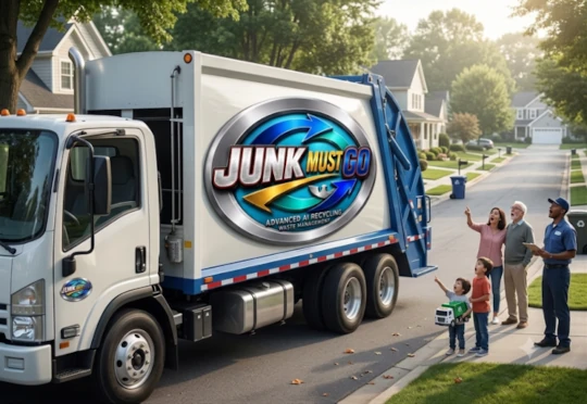 Junk Must Go garbage truck ready for residential and commercial junk removal